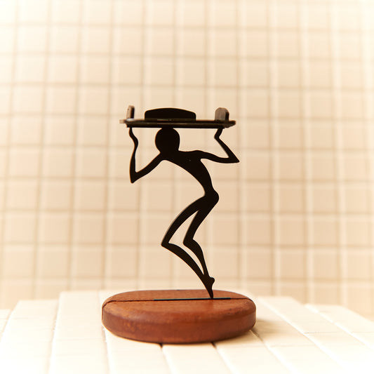 Handcrafted Alien Cargo Carrier candle holder made of metal and mahogany.