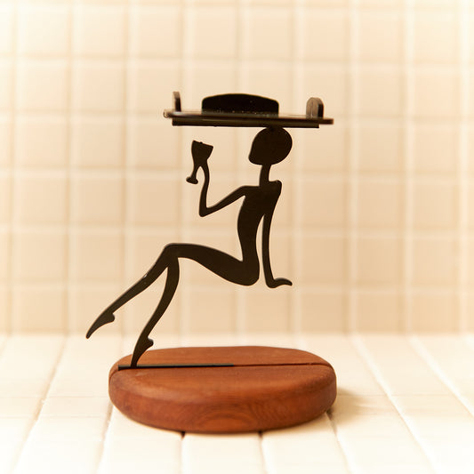 Alien Wine Glass Holder sculpture blending modern art and cosmic whimsy for home or office decor.