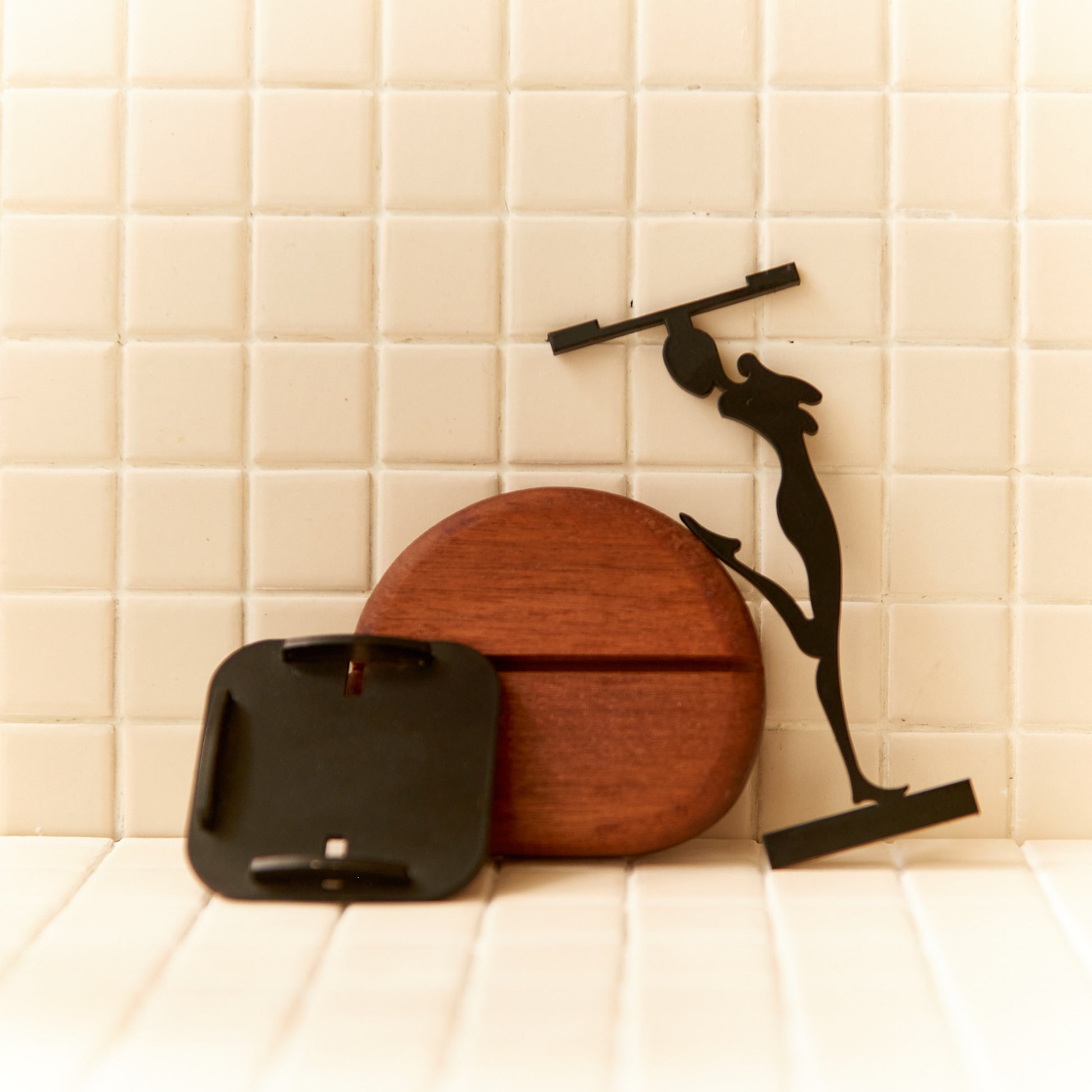 Happy Alien Candle Holder by Zeugman — contemporary cosmic decor piece combining minimalist design, handcrafted metal, and warm wood texture.